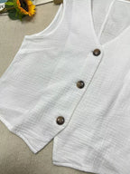 Textured Button - Down Vest - Q.B.Accessories