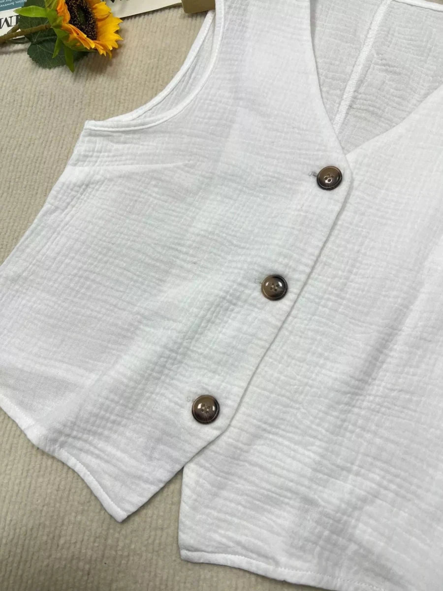 Textured Button - Down Vest - Q.B.Accessories