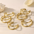18K Gold-Plated Chunky Twisted Hoop Earrings - Q.B.Accessories