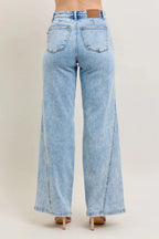 Judy Blue Full Size High Waist Wide Leg Jeans with Skewed Inseam Plus Size - Q.B.Accessories