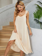 Ruffled V-Neck Midi Dress - Q.B.Accessories