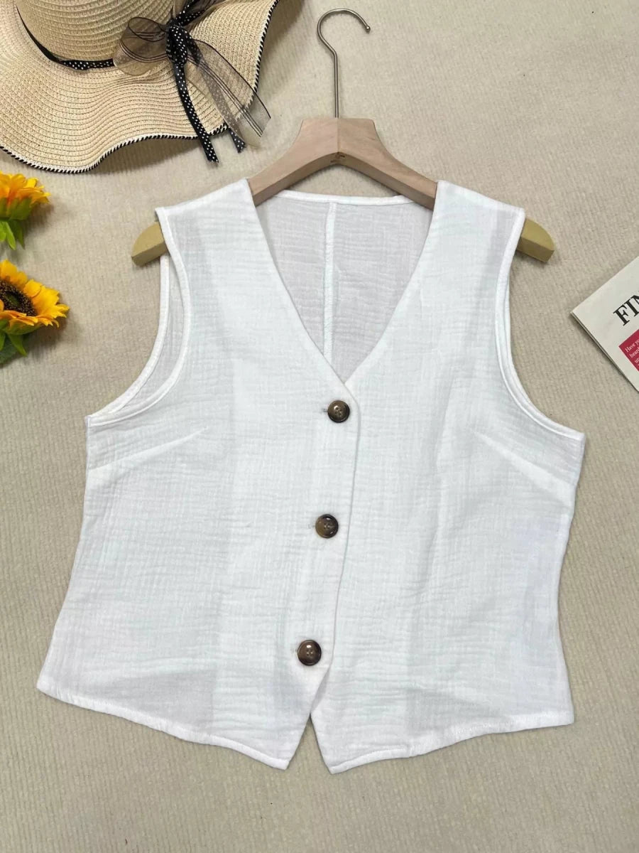 Textured Button - Down Vest - Q.B.Accessories