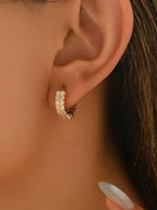 Inlaid Zircon Hoop Earrings - Q.B.Accessories