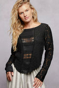 Lace Detail Long Sleeve Top – Elegant Everyday Fit | QBA - Q.B.Accessories