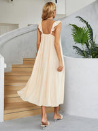 Ruffled V-Neck Midi Dress - Q.B.Accessories