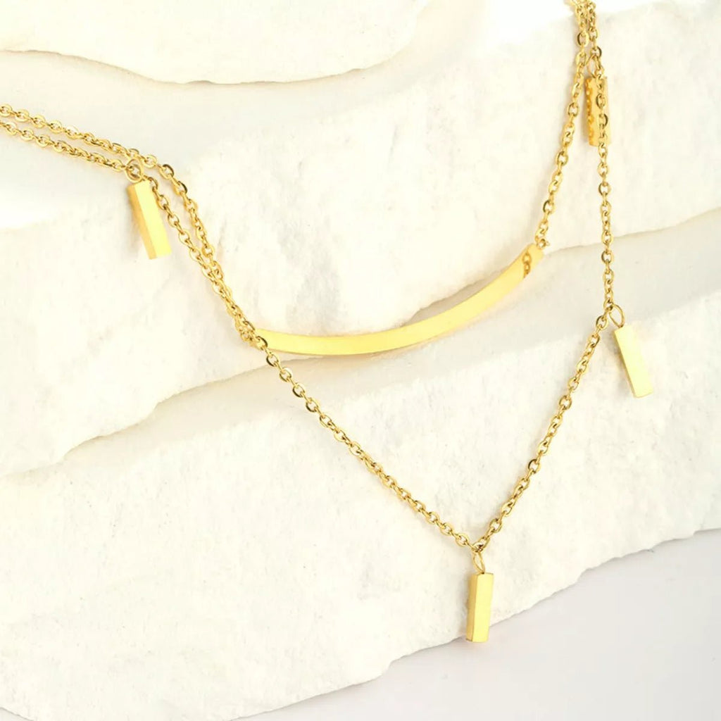 Double Layered Gold Necklace - Q.B.Accessories