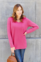 Essential V - Neck Long Sleeve Top – Everyday Comfort Fit | QBA - Q.B.Accessories