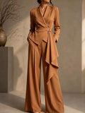 Belted Blazer & Wide-Leg Pants Set - Q.B.Accessories