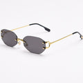 Rimless Oval Gold-Frame Sunglasses - Q.B.Accessories