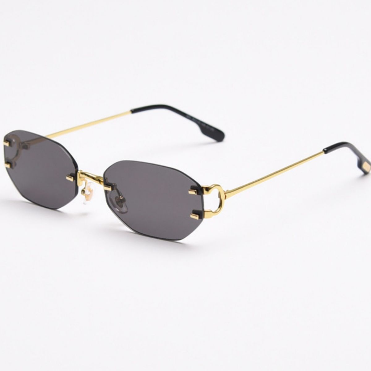 Rimless Oval Gold-Frame Sunglasses - Q.B.Accessories