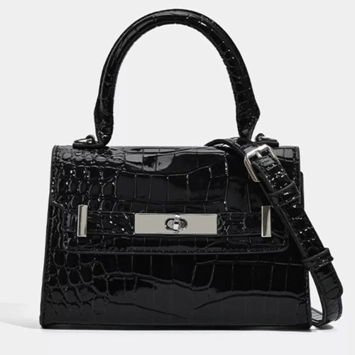 Croc-Embossed Top Handle Handbag - Q.B.Accessories