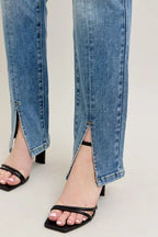Judy Blue Full Size High Waist Vintage Wash Front Seam & Slit Straight Plus Size - Q.B.Accessories