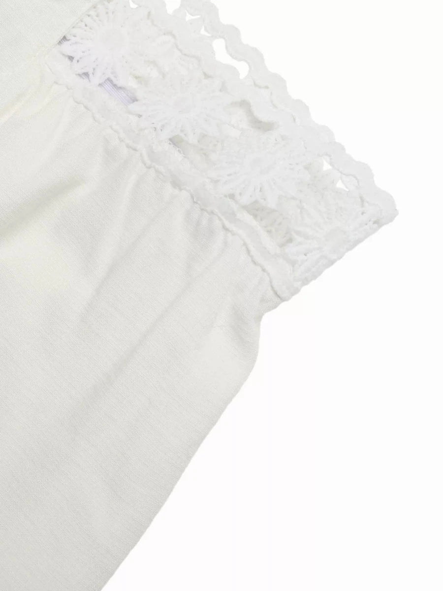 High Waist Wide Leg Pants with Crochet Trim - Q.B.Accessories