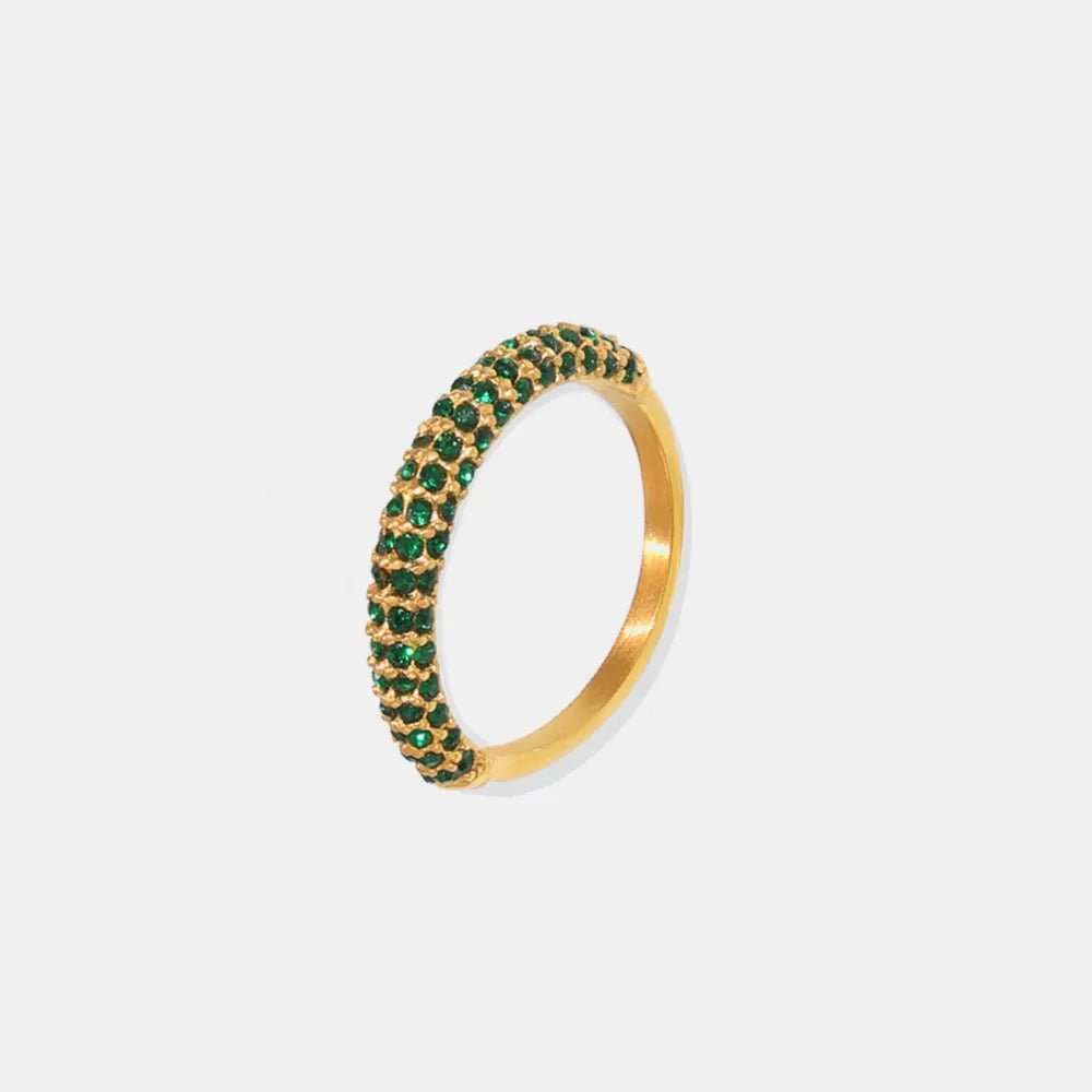18K Gold-Plated Zircon Band Ring - Q.B.Accessories
