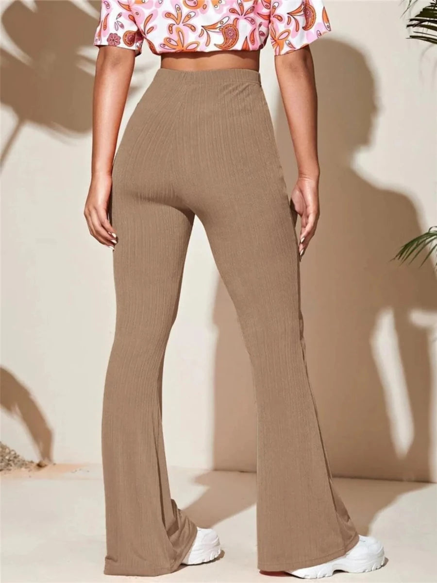 Full Size High - Waist Flare Active Pants Plus Size - Q.B.Accessories