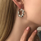 Textured Hoop Earrings - Q.B.Accessories
