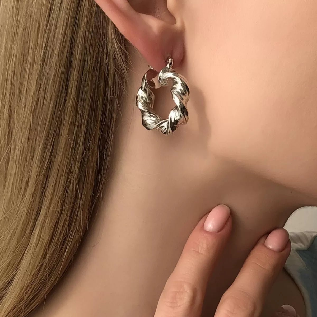 Textured Hoop Earrings - Q.B.Accessories