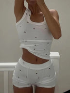 Ribbed Tank Top and Shorts Active Set - Q.B.Accessories