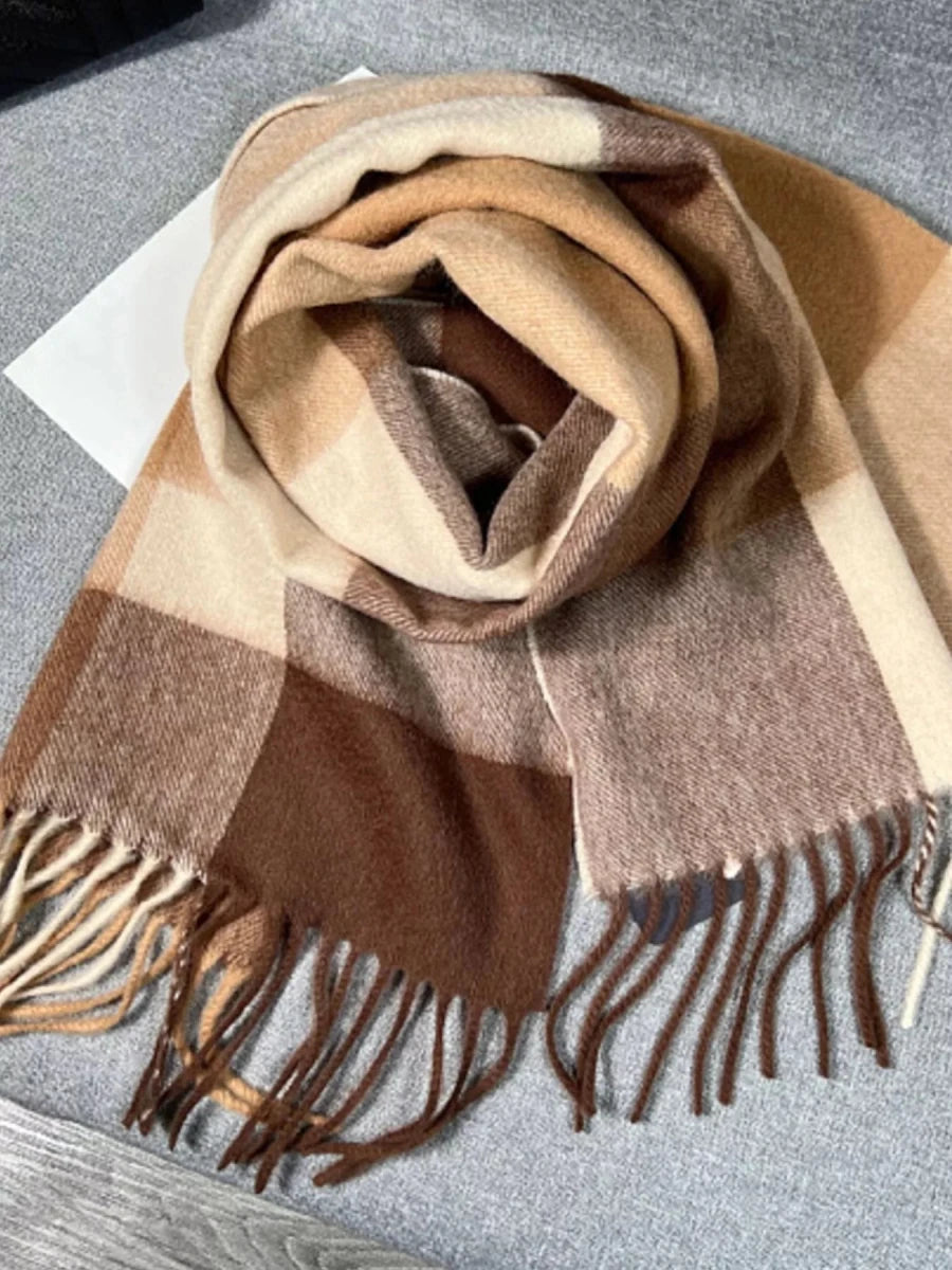 Plaid Scarf with Fringe - Q.B.Accessories