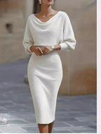 Cowl Neck Knit Bodycon Dress - Q.B.Accessories