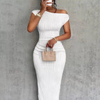 One-Shoulder Textured Maxi Dress - Q.B.Accessories