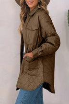 Women’s Snap-Down Collared Winter Coat - Q.B.Accessories