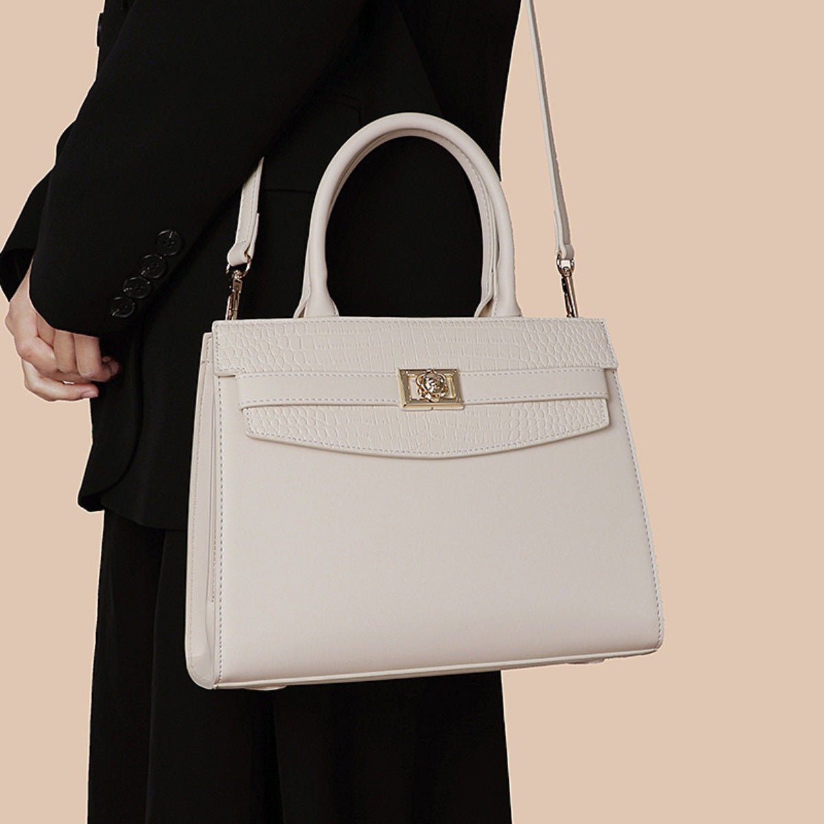 Top Handle Leather Handbag - Q.B.Accessories