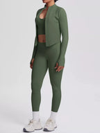 Three-Piece Zip-Up Activewear Set - Q.B.Accessories