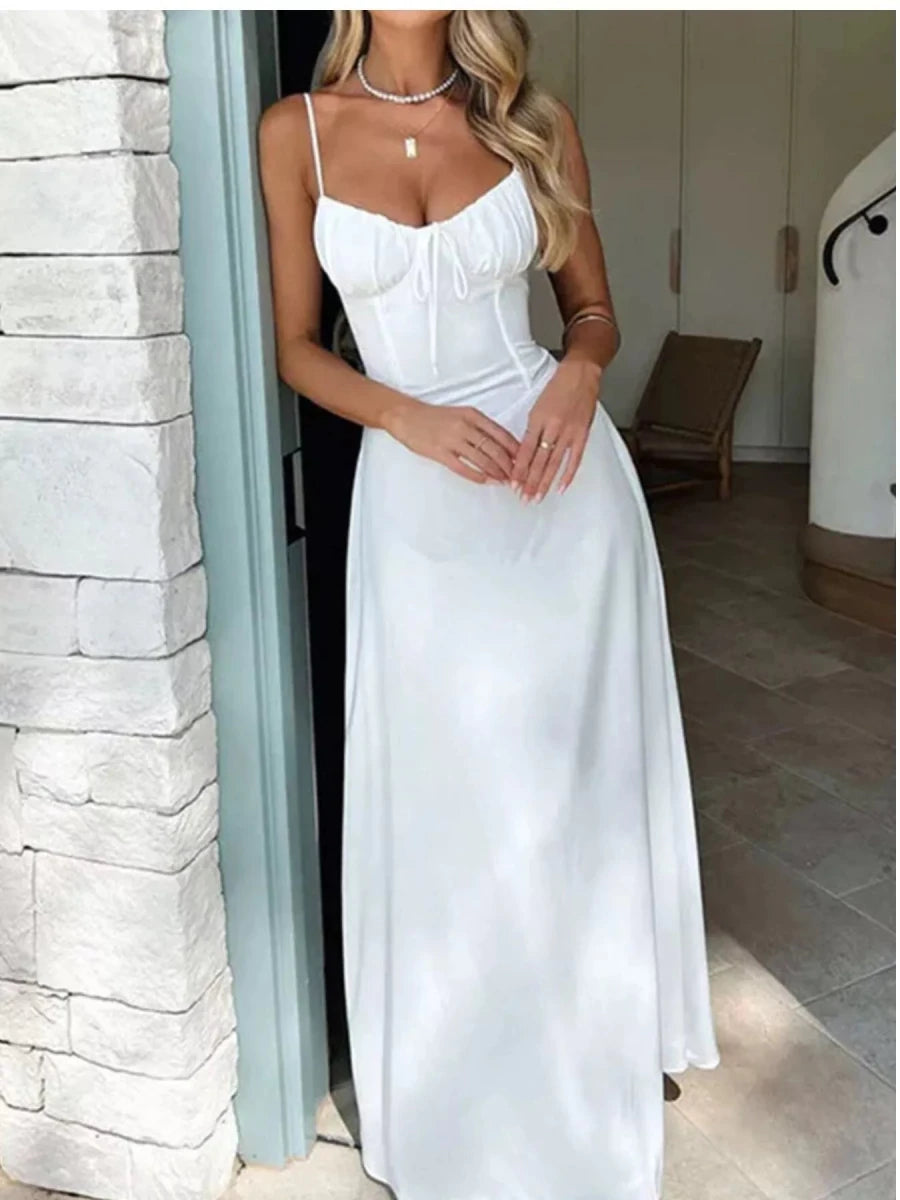 Tie Front Spaghetti Strap Maxi Dress - Q.B.Accessories