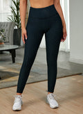Textured High Waist Active Leggings - Q.B.Accessories