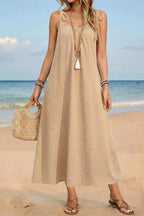 Tie - Shoulder Flowy Midi Dress - Q.B.Accessories