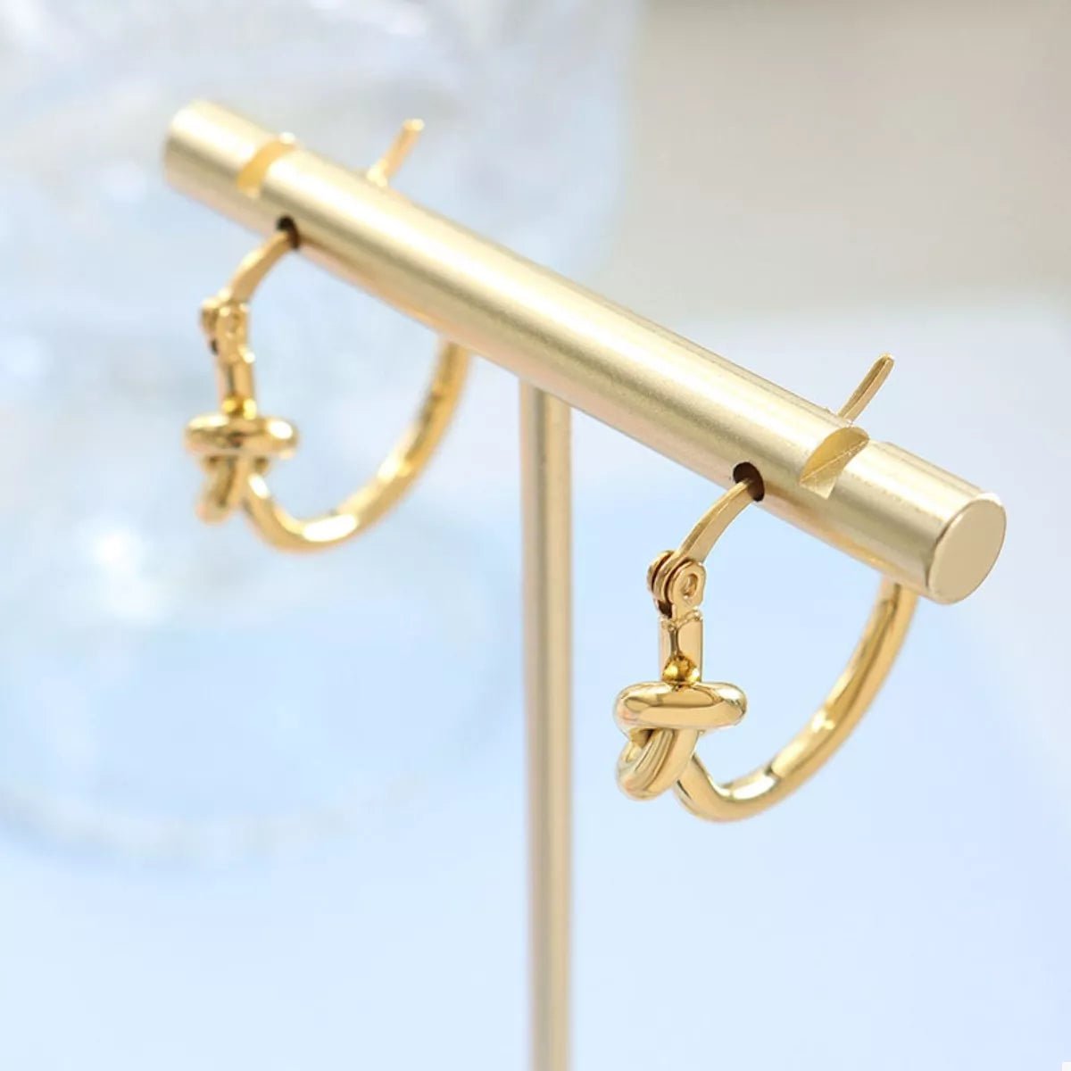 Golden Knot Hoop Earrings - Q.B.Accessories