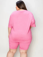 Basic Bae Full Size V - Neck Drop Shoulder T-Shirt and Shorts Set - Q.B.Accessories