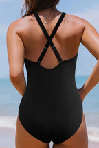 Twisted Crisscross V - Neck One - Piece Swimwear - Q.B.Accessories