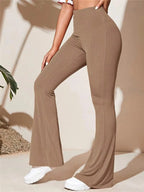 Full Size High - Waist Flare Active Pants Plus Size - Q.B.Accessories