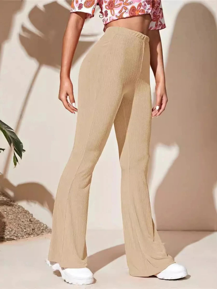 Full Size High - Waist Flare Active Pants Plus Size - Q.B.Accessories