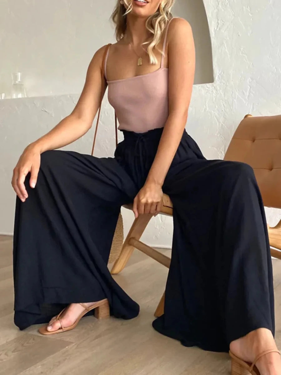High Waist Wide Leg Pants - Q.B.Accessories