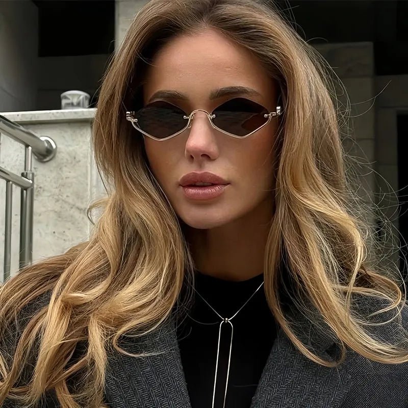Gold Metal Cat-Eye Sunglasses - Q.B.Accessories