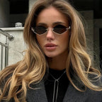 Gold Metal Cat-Eye Sunglasses - Q.B.Accessories
