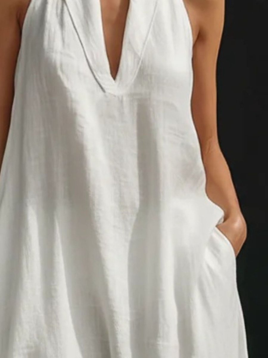 Halter Neck Maxi Dress with Pockets - Q.B.Accessories
