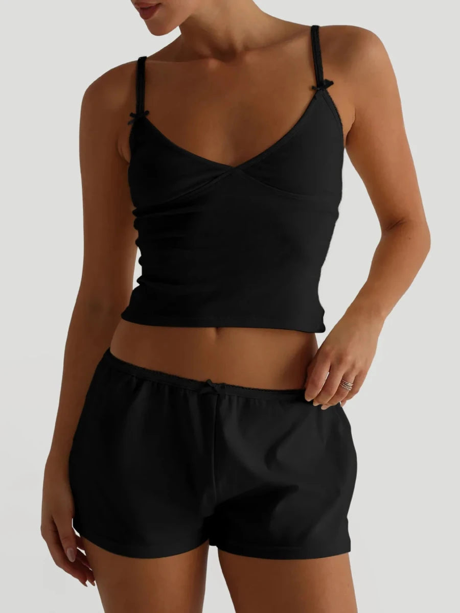 V - Neck Cami and Shorts Set - Q.B.Accessories