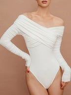 Off - Shoulder Long Sleeve Bodysuit - Q.B.Accessories