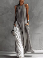 Two - Tone Sleeveless Maxi Dress - Q.B.Accessories