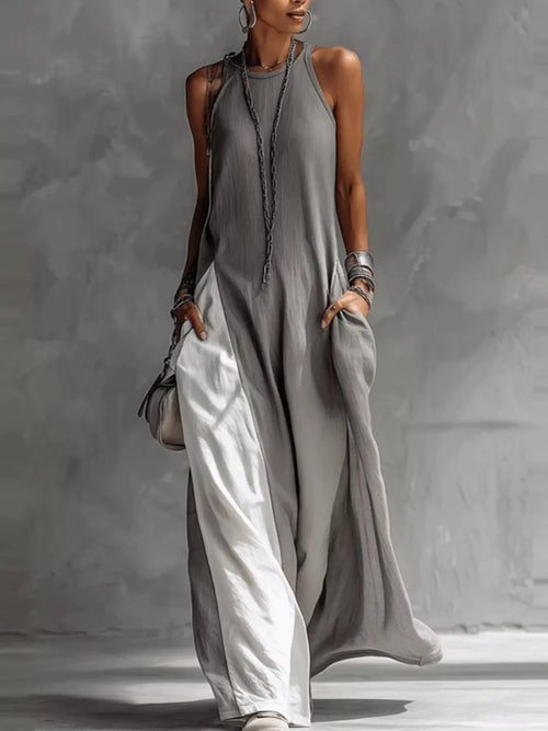 Two - Tone Sleeveless Maxi Dress - Q.B.Accessories