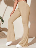 Full Size High - Waist Flare Active Pants Plus Size - Q.B.Accessories
