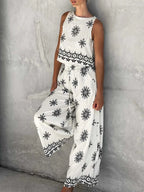 Printed Tank and Pants Set - Q.B.Accessories