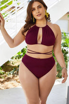 Plus Size Cutout Tied Backless Bikini Set - Q.B.Accessories