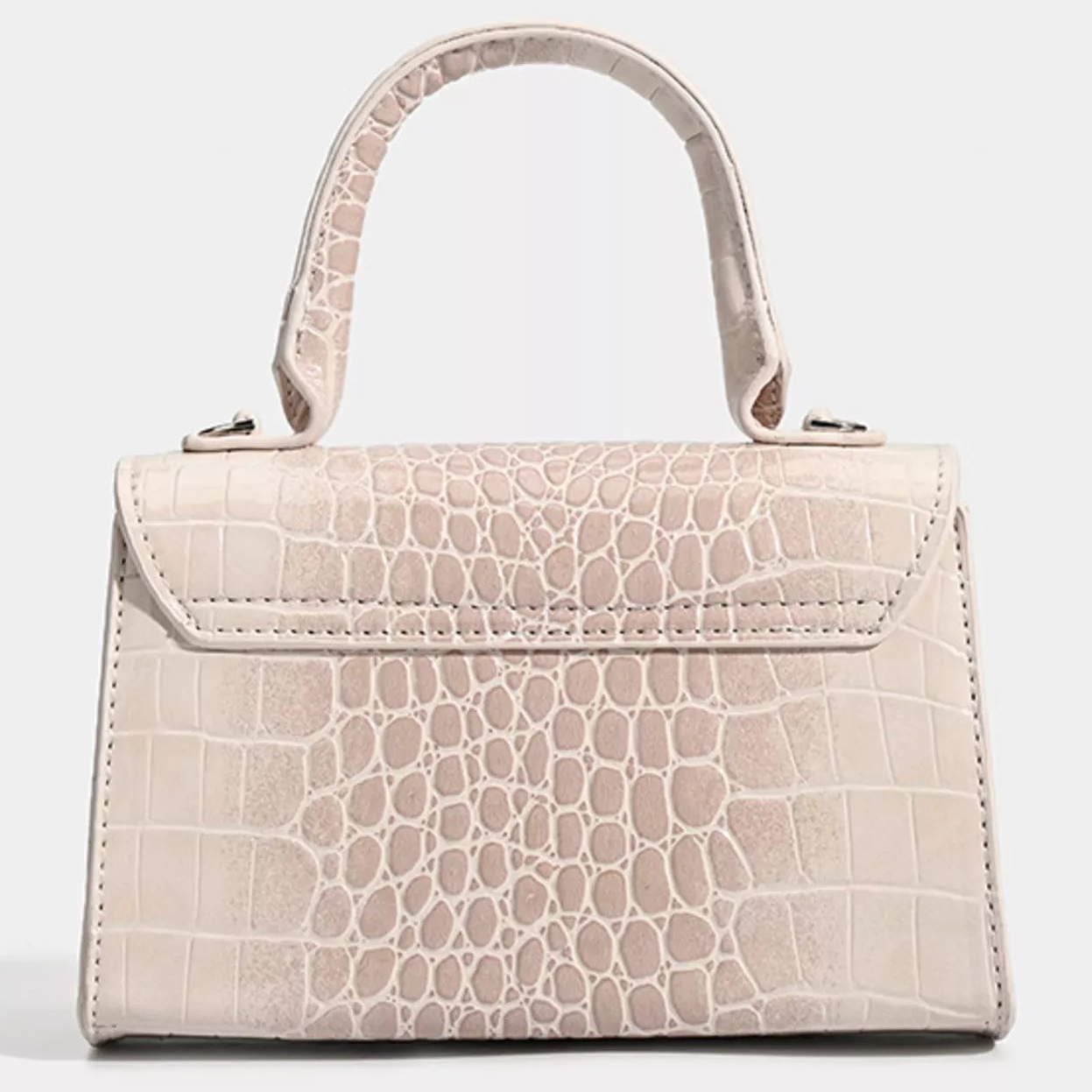 Croc-Embossed Top Handle Handbag