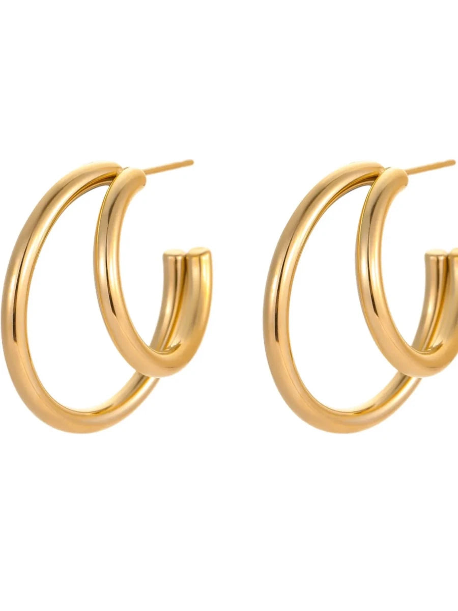 18K Gold-Plated Stainless Steel Hoop Earrings - Q.B.Accessories