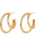 18K Gold-Plated Stainless Steel Hoop Earrings - Q.B.Accessories